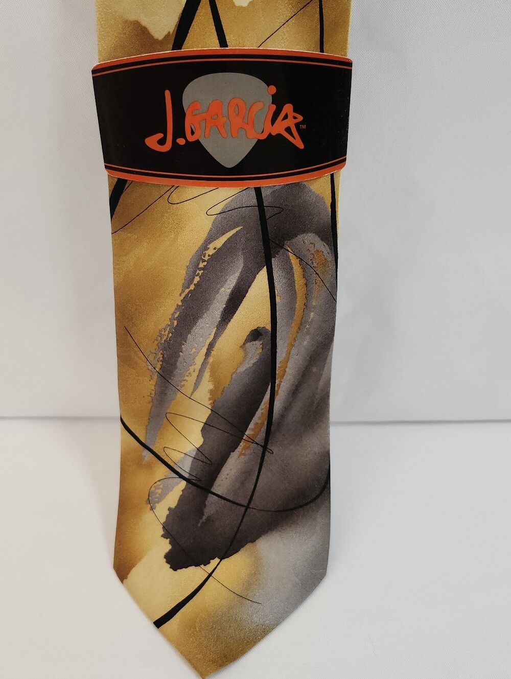 Vintage Jerry Garcia Collection 54 "NATURE MORTE" 100% Silk Gold Necktie NWT